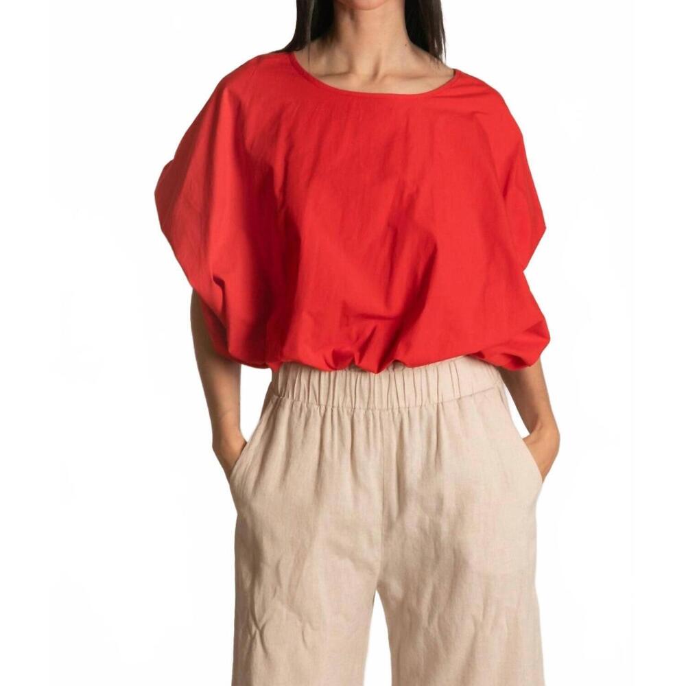 NEW P.CILL billowy poplin top in red